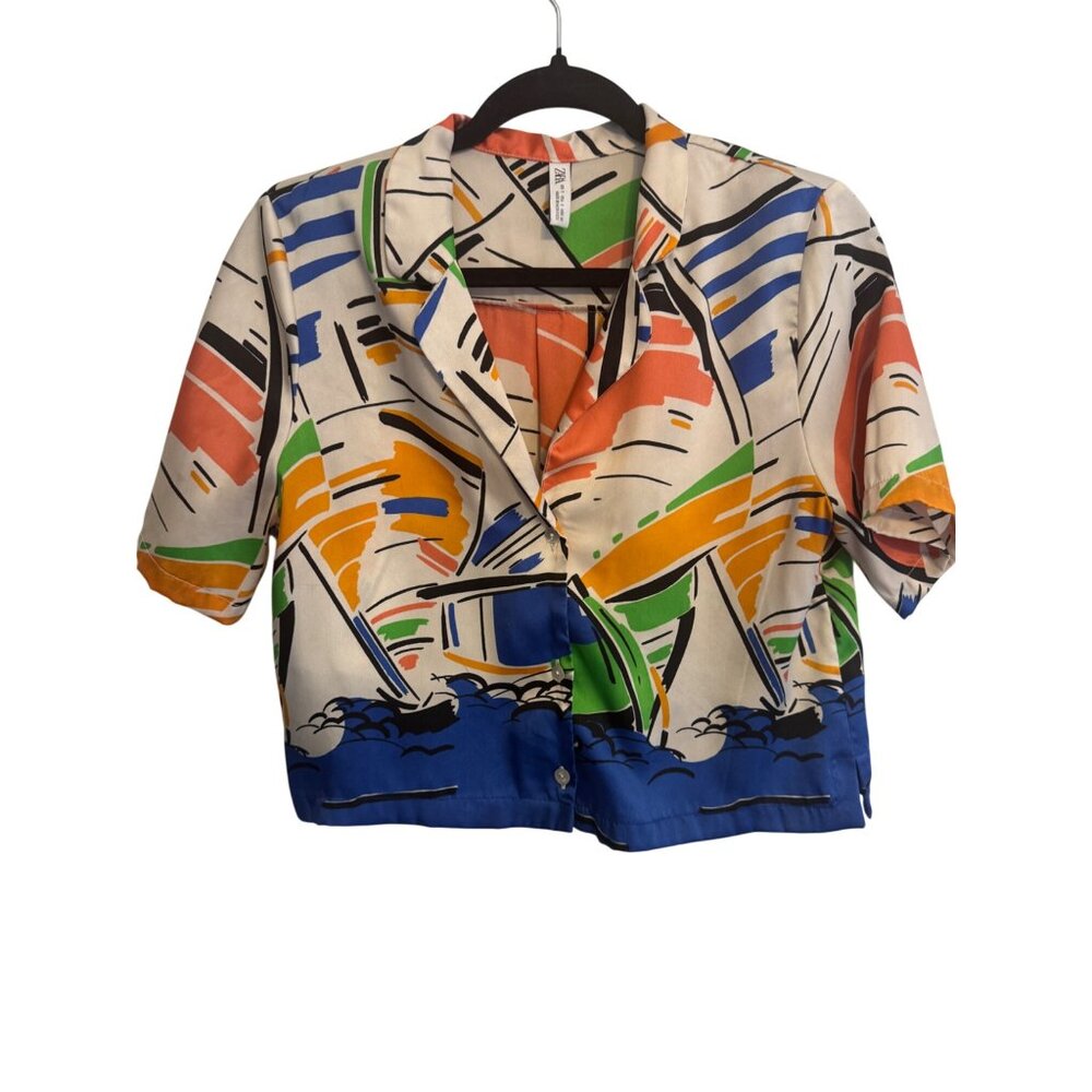 Zara Multicolor Abstract Blouse